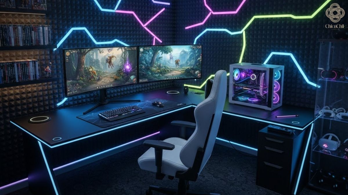 Personalized gaming gift set with LED art frame, desk decor, and accessories.