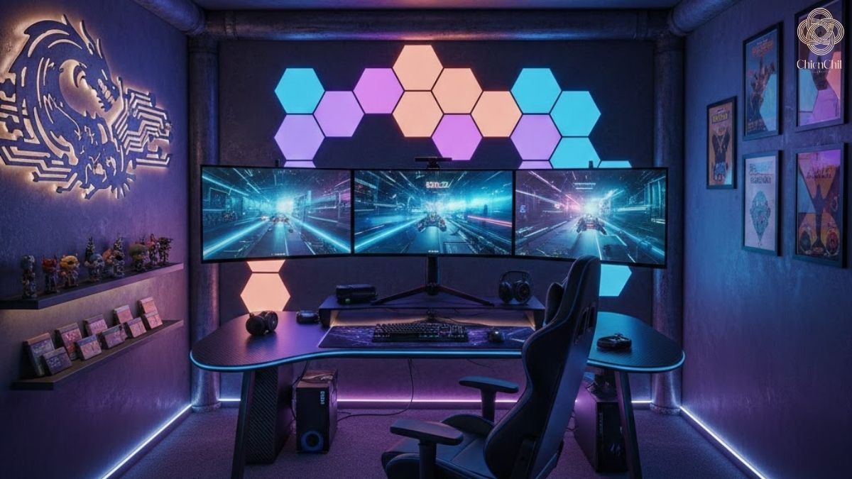 Where technology, comfort, and design meet in a personalized gaming room.