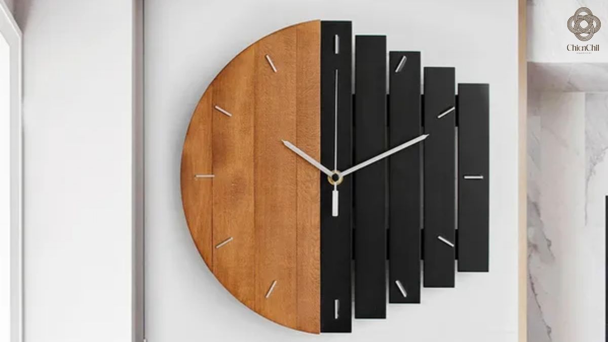 Large wall clocks work best on neutral walls, where their form and texture can stand out.